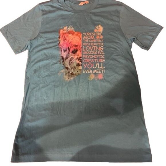 Yorkshire Terrier mom blue Graphic T-Shirt Short-Sleeve Crewneck Bella + Canvas - Picture 3 of 6